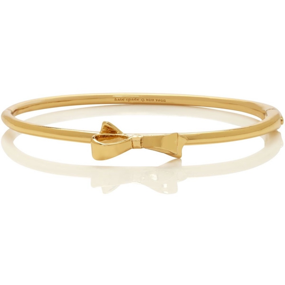 KATE SPADE Love Notes Yellow Gold Hinged Bow Bangle Bracelet